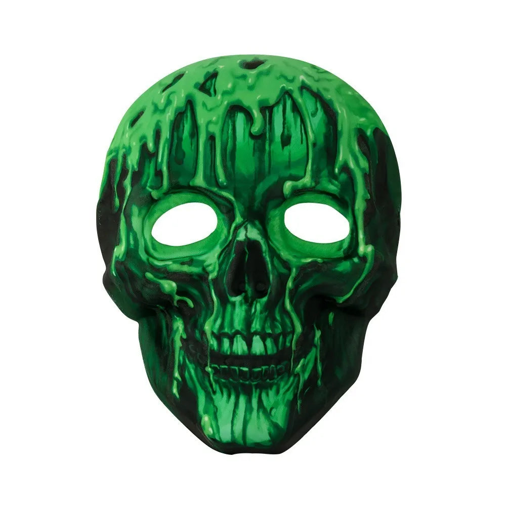 Full Face Halloween Skeleton Mask Luminous Funny Scary Skull Headgear Easy To Wear Spooky Party Cosplay Mask Cosplay