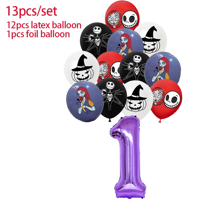 Halloween The Nightmare Before Christmas Birthday Party Decoration Balloon Banner Tableware Cake Topper Party Supplies