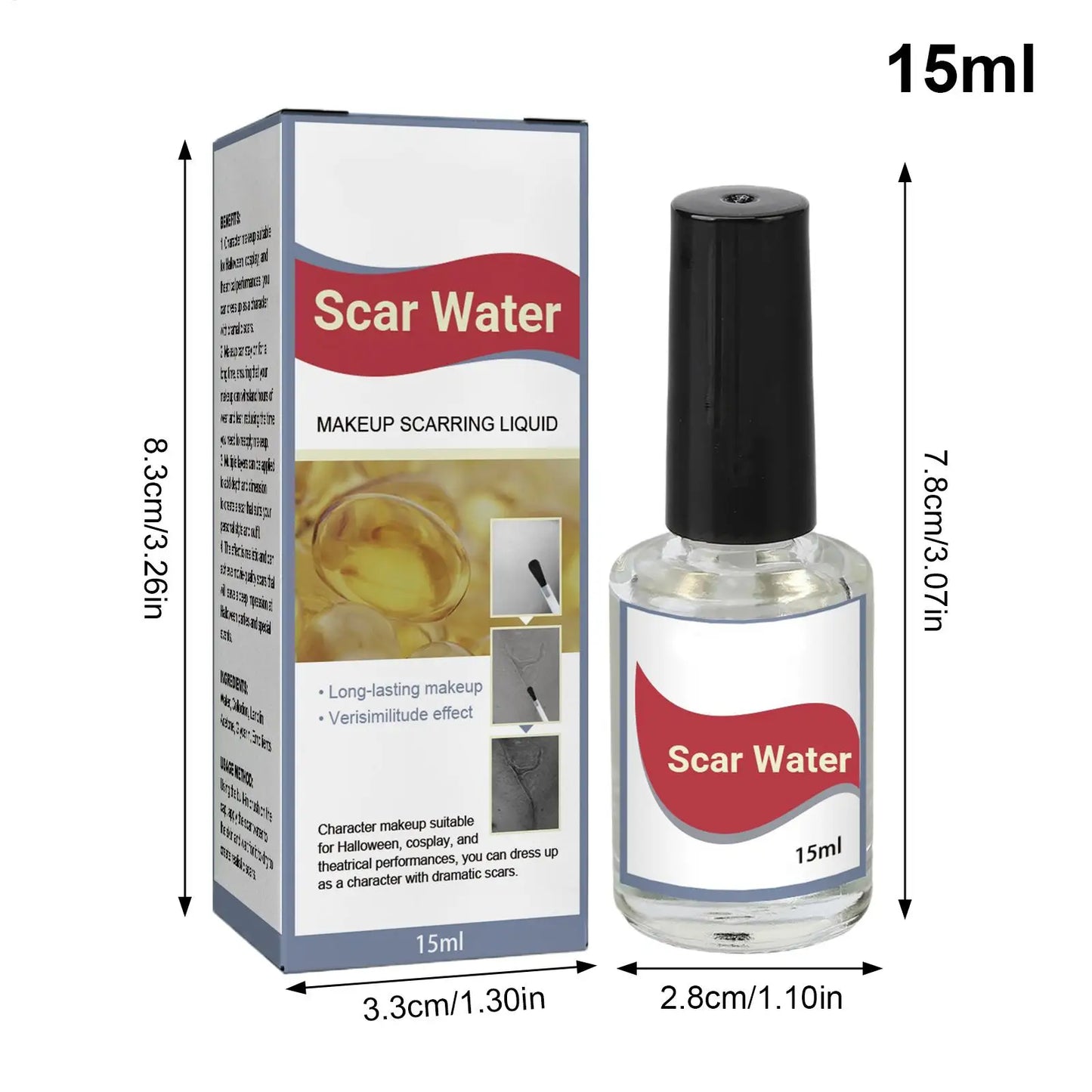 Scarring Liquid Liquid Scar Maker 15ml Realistic Scar Liquid with Brush for Halloween Costume Party