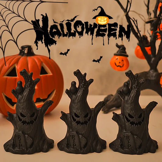Decoración de Halloween Árbol Fantasma Led Noche Brillante Linterna Fantasma Linterna de Muñeco Fantasma Linterna de Tronco de Árbol Cara Fantasma Festival de Ambiente Decoración de Terror