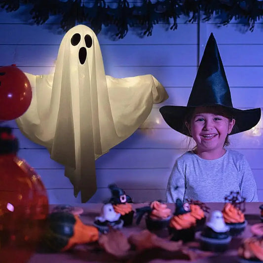 Suministros de decoración para Halloween: fantasmas LED que brillan para el hogar, interior o exterior, casa embrujada 2024, accesorios de terror colgantes con luces para bar