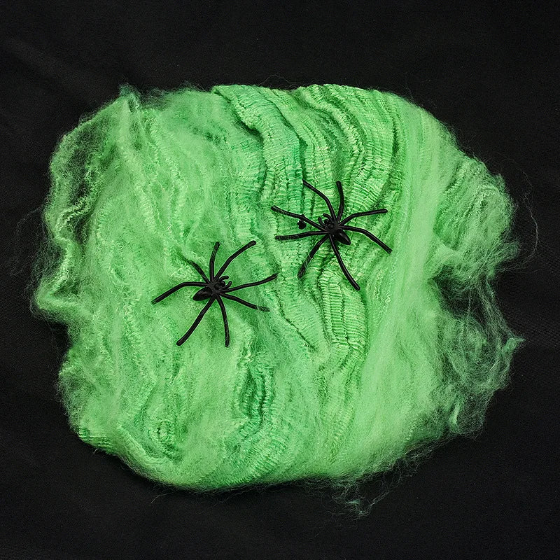 Telaraña blanca para decoraciones de Halloween, telaraña elástica artificial