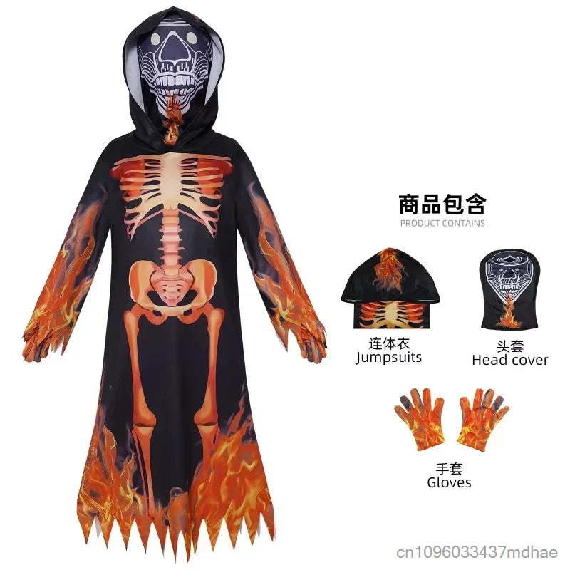 Skeleton Ghost Robe Costume - scary skull cosplay