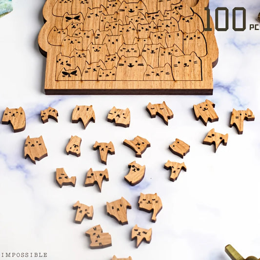 100 gatitos de rompecabezas de madera de alta dificultad, perfectos para regalos de Navidad y Halloween
