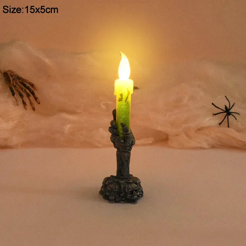 Halloween LED Ghost Candle Light Pumpkin Skeleton Han Light Home Horror Prop Halloween Happy Party Decor Candle Light Gift