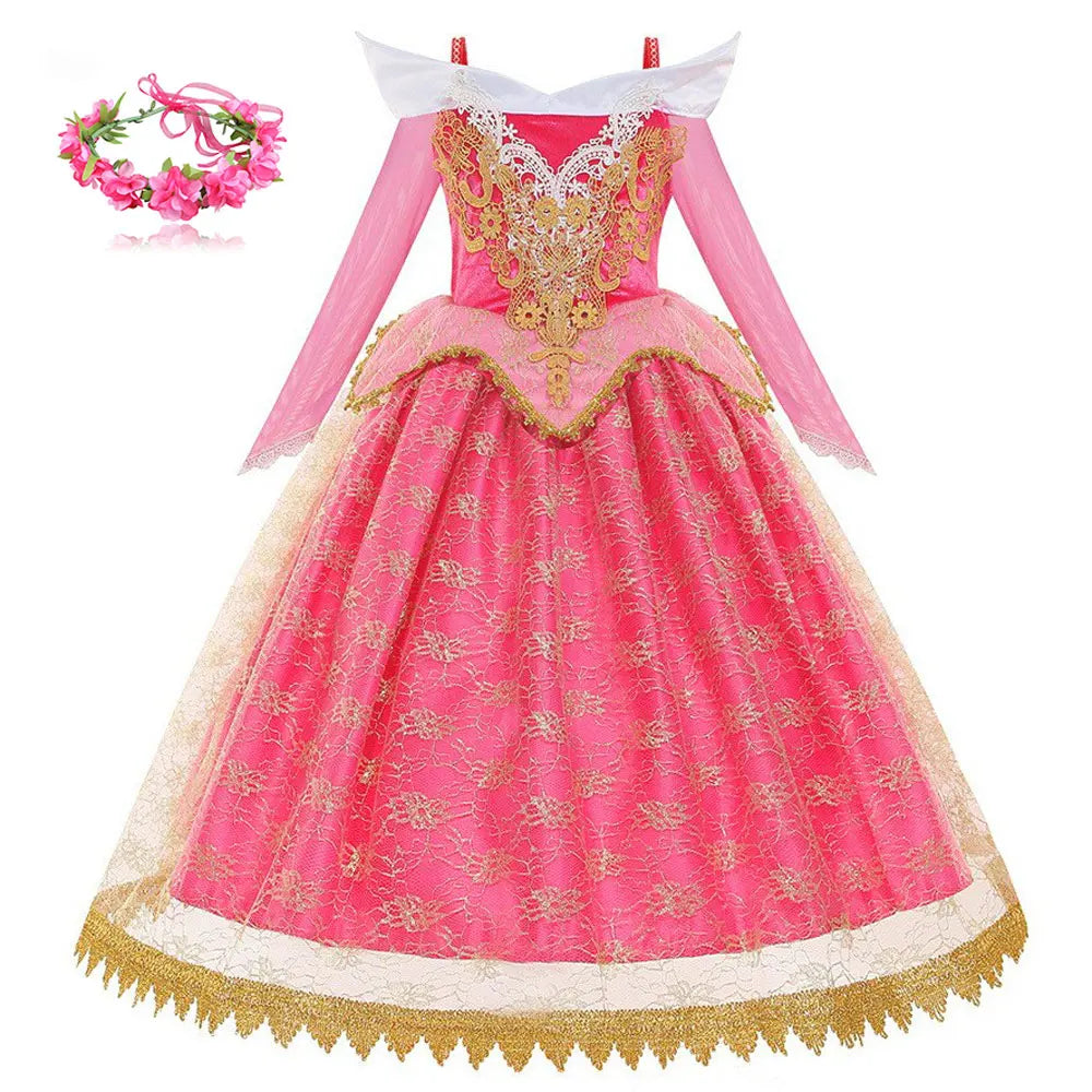 Vestido Aurora Princesa Bella Durmiente Falda Aurora Estilo Extranjero Encaje Súper Hada