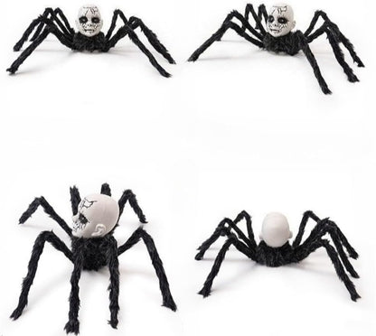 Terrifying Spider Doll Face Ornament - Motion Sensor LED Glowing Eyes Halloween Decor