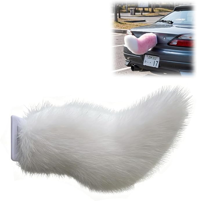 Wagging Tail for Car - Rechargeable Plush Animal Moving Tail, Pink