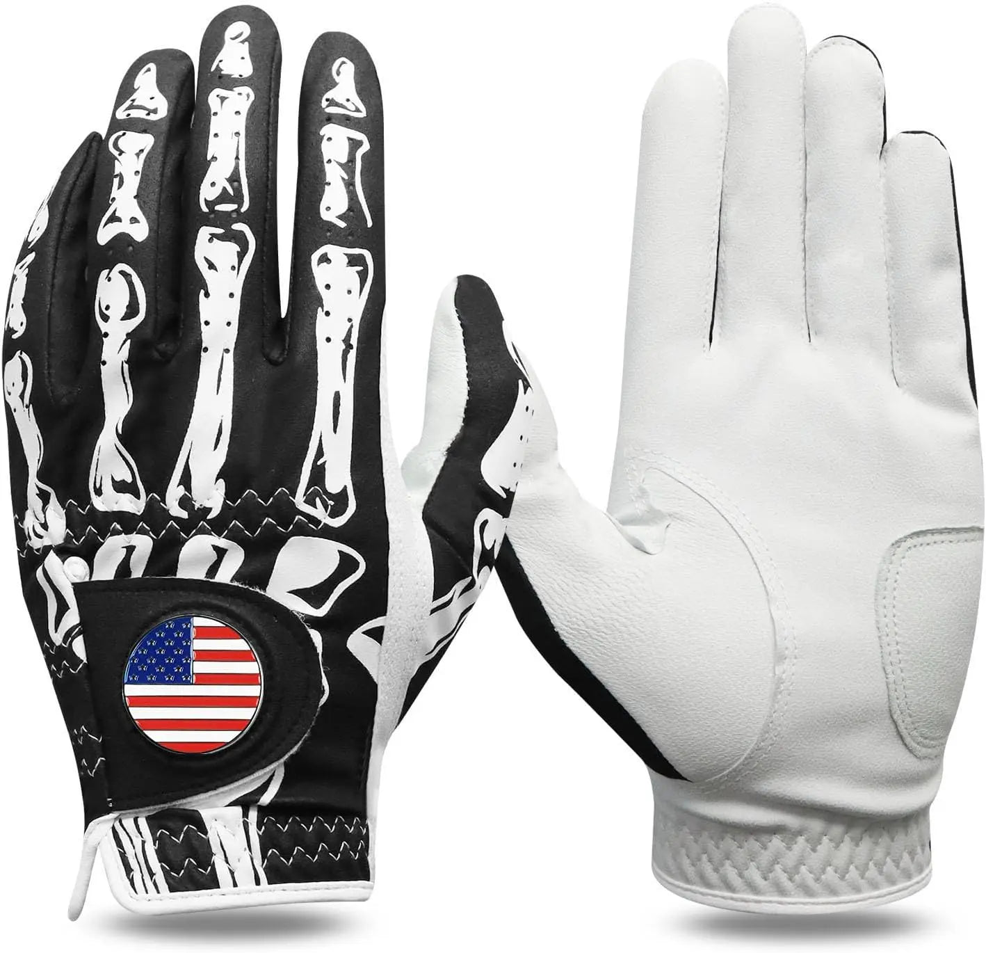 Golf Gloves Men Right Handed Golfer Left Hand with Ball Marker 1 Pack, Leather Premium Weathersof Grip Soft Mens Golf Glove, Size Small Medium ML Large XL teeZone