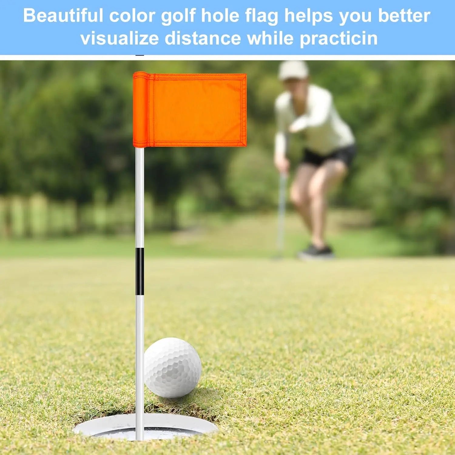12 Pcs Solid Golf Flag Target Flag with Tube Inserted Waterproof Putting Green Flags 420D Nylon Mini Pin Flags 8" L X 6" H for Yard Garden Backyard Outdoor Halloween Christmas Gift Adults teeZone