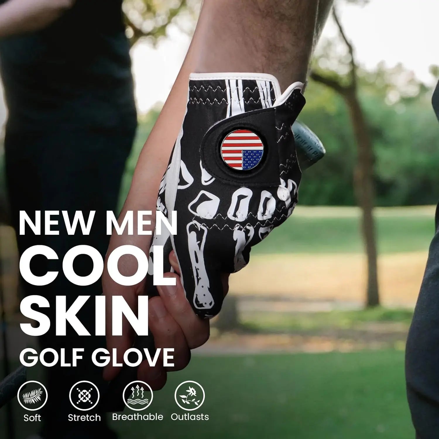 Golf Gloves Men Right Handed Golfer Left Hand with Ball Marker 1 Pack, Leather Premium Weathersof Grip Soft Mens Golf Glove, Size Small Medium ML Large XL teeZone