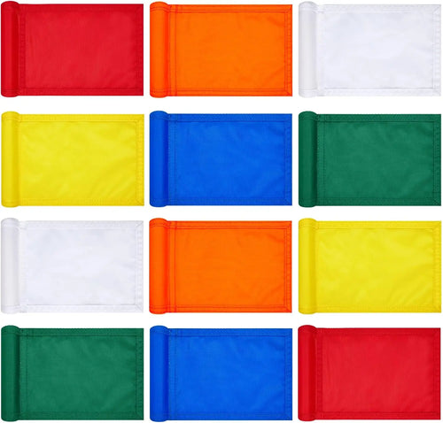 12 Pcs Solid Golf Flag Target Flag with Tube Inserted Waterproof Putting Green Flags 420D Nylon Mini Pin Flags 8" L X 6" H for Yard Garden Backyard Outdoor Halloween Christmas Gift Adults teeZone