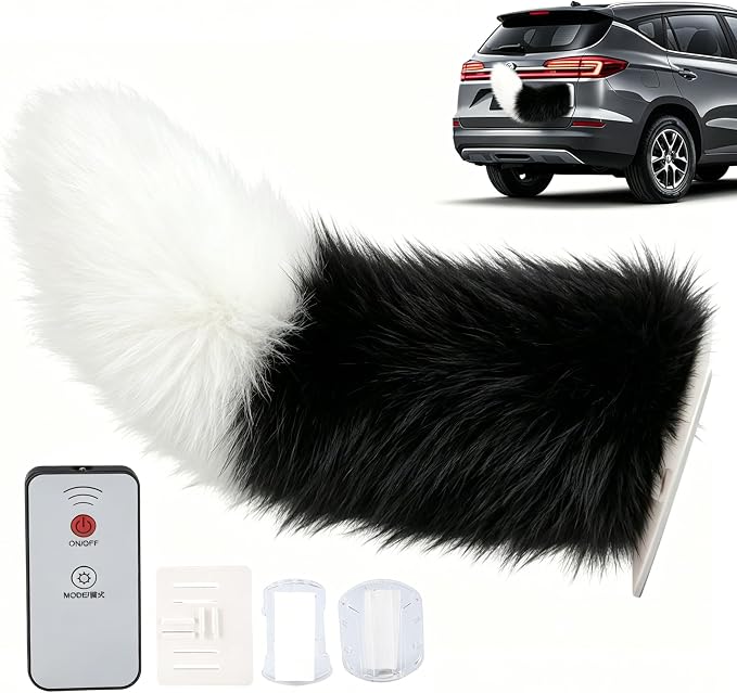 Black and white wagging tail with remote control