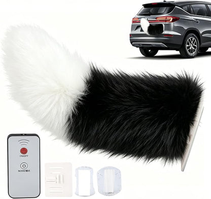 Black and white wagging tail with remote control