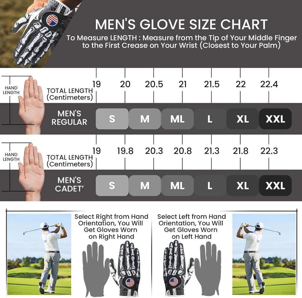 Golf Gloves Men Right Handed Golfer Left Hand with Ball Marker 1 Pack, Leather Premium Weathersof Grip Soft Mens Golf Glove, Size Small Medium ML Large XL teeZone