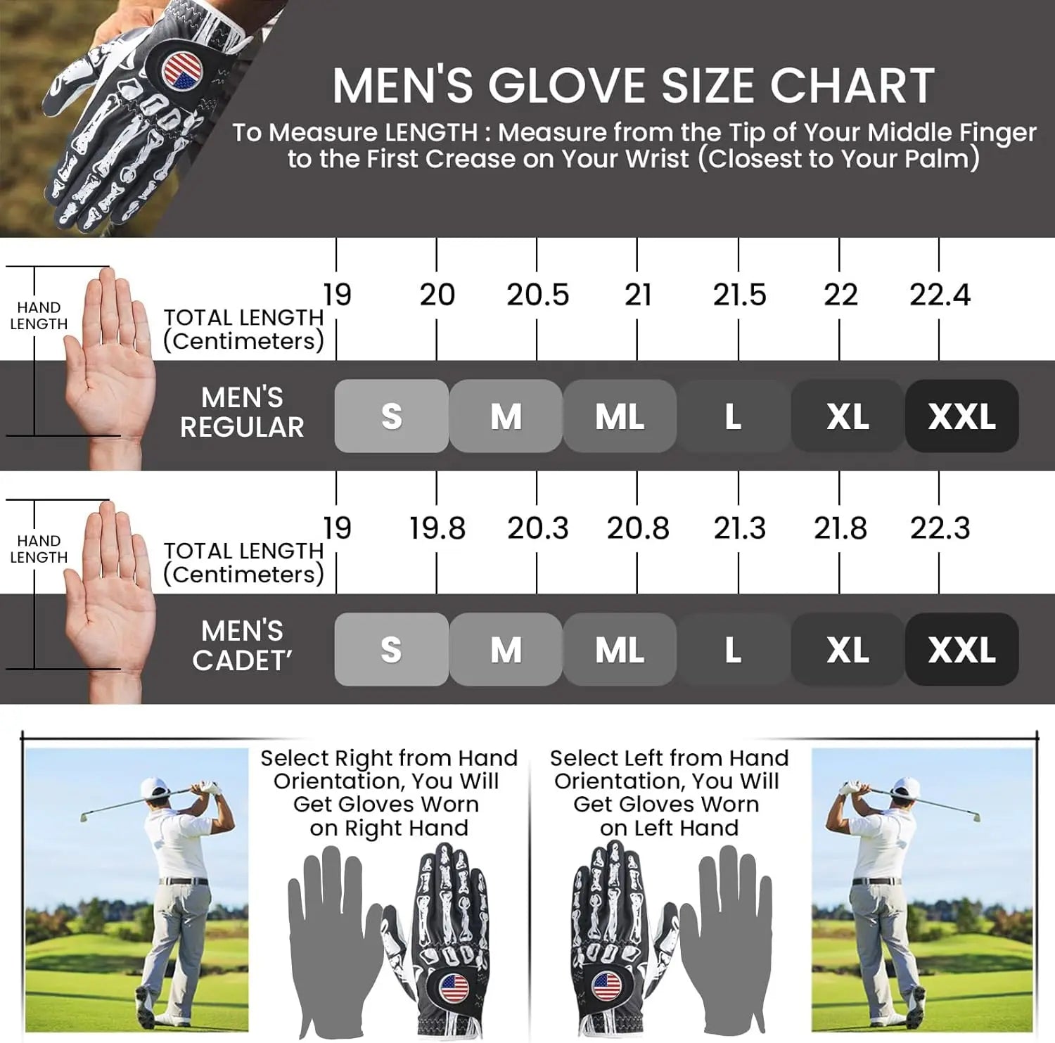 Golf Gloves Men Right Handed Golfer Left Hand with Ball Marker 1 Pack, Leather Premium Weathersof Grip Soft Mens Golf Glove, Size Small Medium ML Large XL teeZone