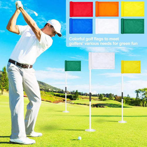 12 Pcs Solid Golf Flag Target Flag with Tube Inserted Waterproof Putting Green Flags 420D Nylon Mini Pin Flags 8" L X 6" H for Yard Garden Backyard Outdoor Halloween Christmas Gift Adults teeZone