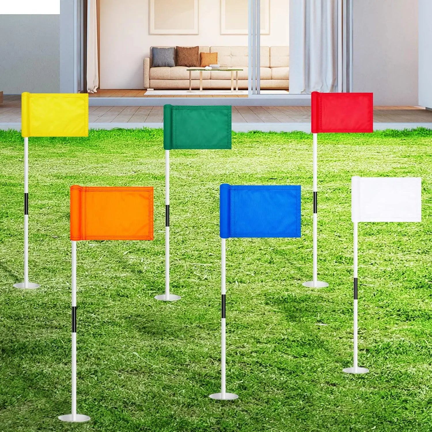 12 Pcs Solid Golf Flag Target Flag with Tube Inserted Waterproof Putting Green Flags 420D Nylon Mini Pin Flags 8" L X 6" H for Yard Garden Backyard Outdoor Halloween Christmas Gift Adults teeZone