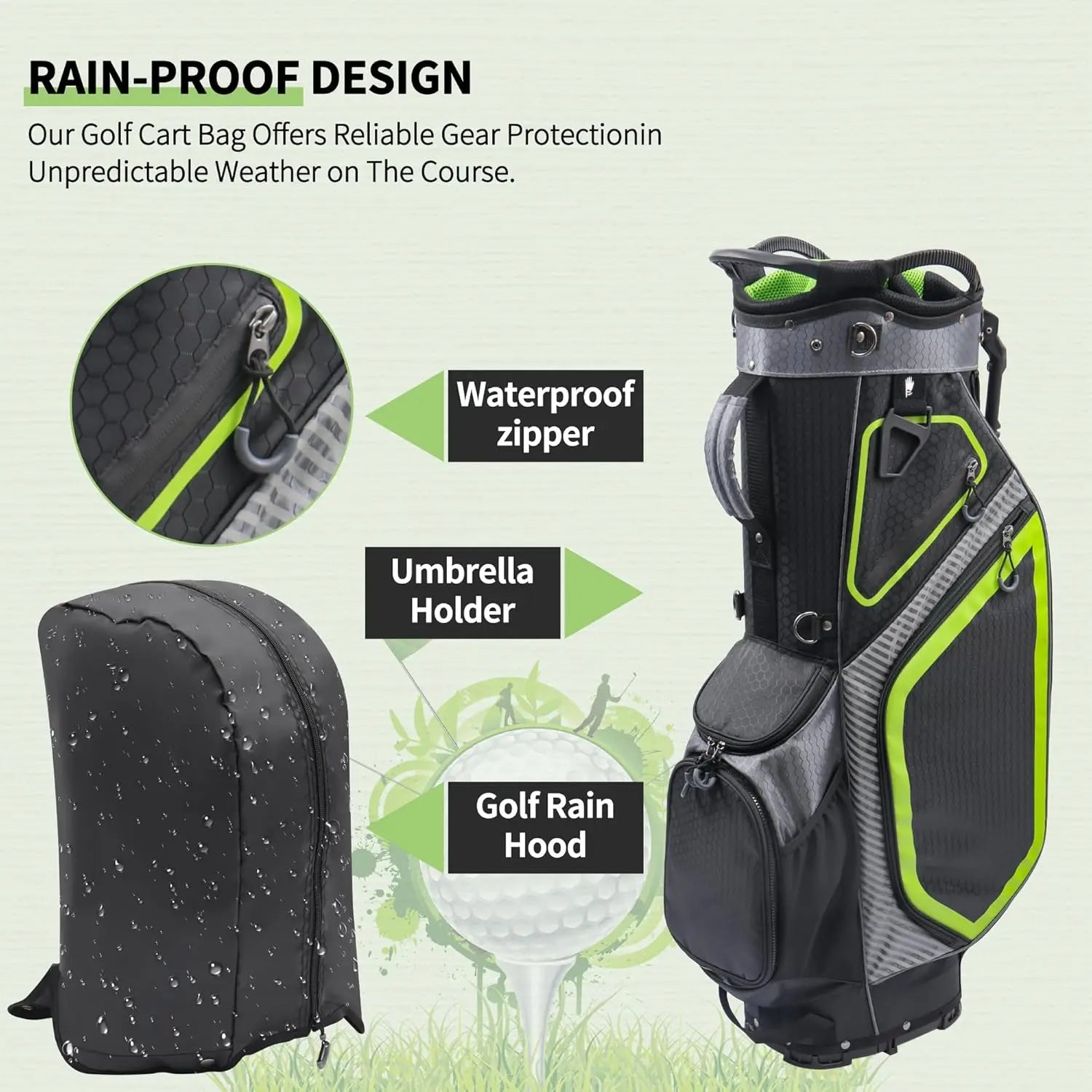 14 Way Golf Stand Bag, Golf Bags for Men with Stand, Full Length Top Dividers Ergonomic with 8 Pockets Golf Club Bags Lightweight and Durable for Men & Women