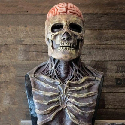 Scary Skull Mask Magic Cap Horror Bare Brain Zombie Latex Mask Halloween Party Masquerade Cosplay Terrible Full Face Headgear