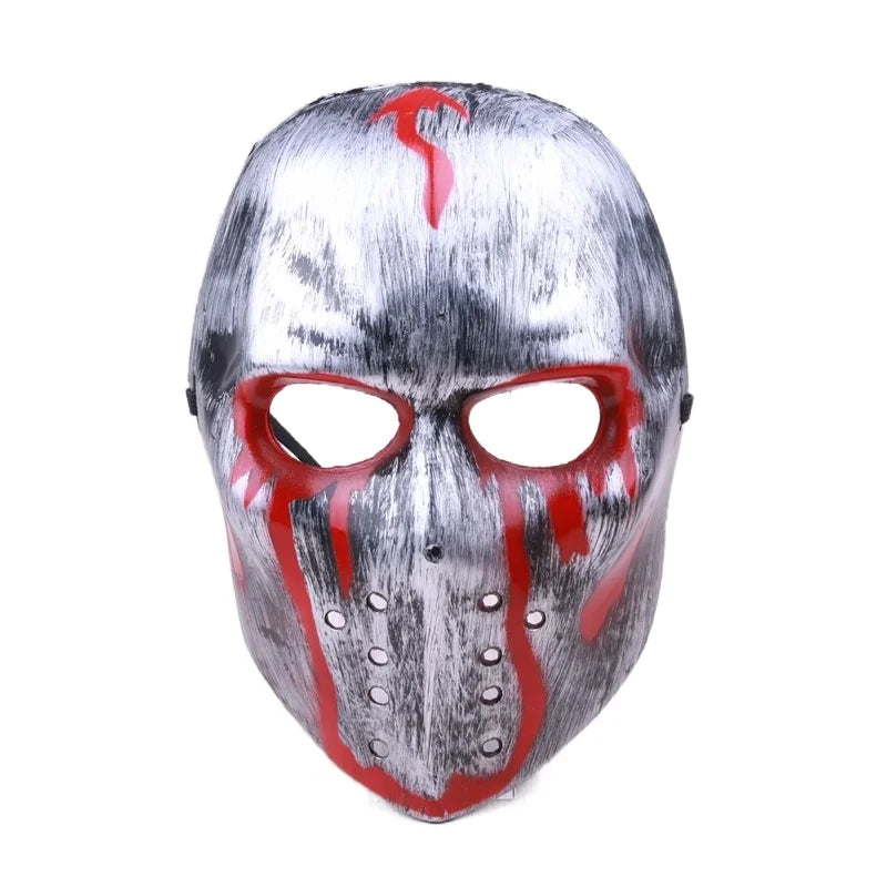Ghost Face Mask Halloween Scary Person Mask Horror Bleeding  Mask Demon Cosplaying Party Show Props Haunted House Props Masque