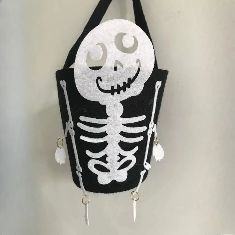 Halloween Theme Candy Bucket Bag Portable Candy Basket Kids Trick or Treat Bucket Halloween Party Decoration Supplies