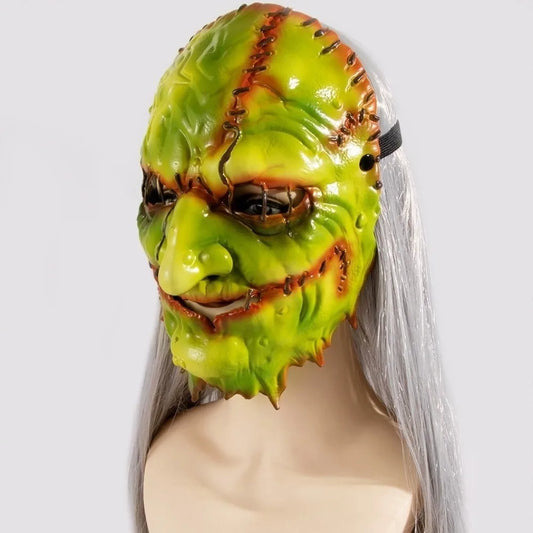 Máscara de bruja de Halloween con cicatrices de sangre, antifaz para el bosque oscuro, cosplay de viejo, máscara de diablo asesino aterrador