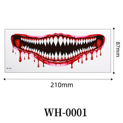Big Mouth Tattoo Stickers 3D Creepy Lip & Body Decals for Party Makeup Horror DIY Fake Wounds & Scars For Halloween Party Tool