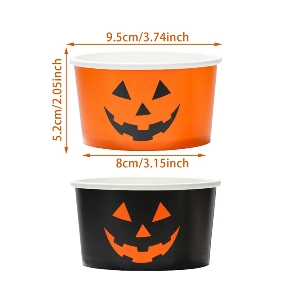 Halloween Party Disposable Tableware Paper Bowl Snack Box Ice Cream Cup Pumpkin Bowl Happy Halloween Party Decor Supplies