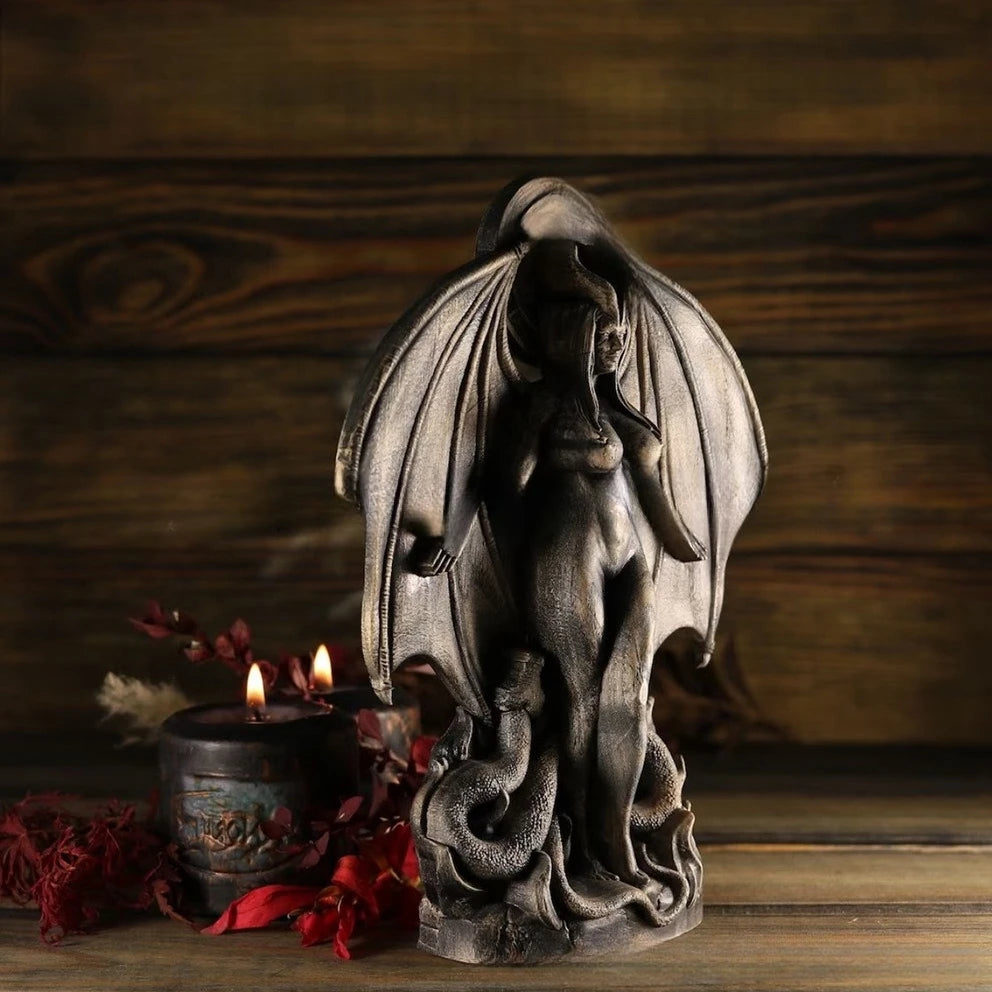 Lilith and Inanna Statue - gothic resin figurine