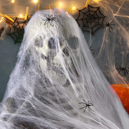 White Stretchy Cobweb Halloween Decoration