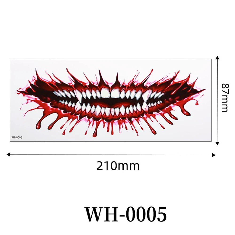 Big Mouth Tattoo Stickers 3D Creepy Lip & Body Decals for Party Makeup Horror DIY Fake Wounds & Scars For Halloween Party Tool