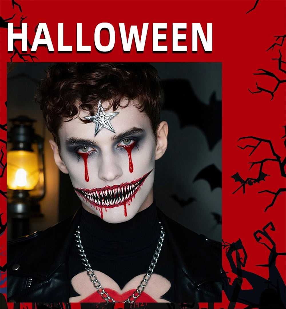 Big Mouth Tattoo Stickers 3D Creepy Lip & Body Decals for Party Makeup Horror DIY Fake Wounds & Scars For Halloween Party Tool