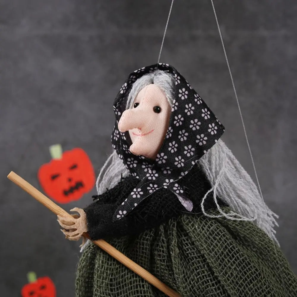 Hanging Witch Decoration - cute broom Halloween decor