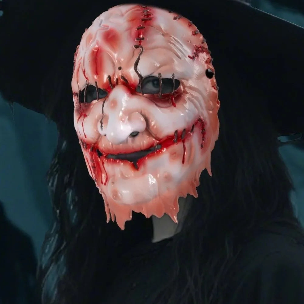 Blood Scar Halloween Witch Mask Facepiece Masquerade Dark Forest Mask Cosplay Old Man Face Scary Killer Devil Mask