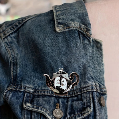 Haunted Teapot Hard Enamel Pin Enchanted Teatime Collection Halloween Gifts