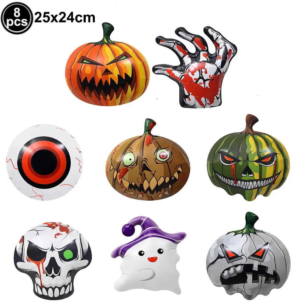 Halloween Party Decor Foil Balloon Skeleton Spider Pumpkin Bloody Eyes Skull Balloon Happy Halloween Party Decor Supplies