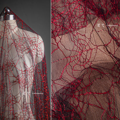 Textura de telaraña roja secreta Malla fina transparente Rayos Malla de perspectiva creativa