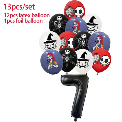 Halloween The Nightmare Before Christmas Birthday Party Decoration Balloon Banner Tableware Cake Topper Party Supplies