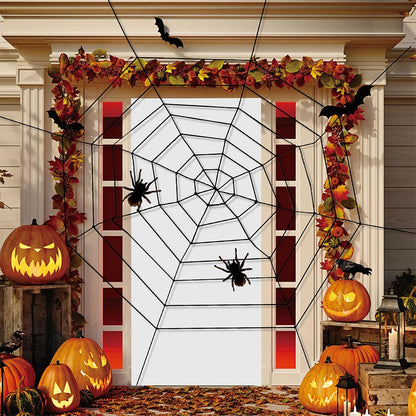 Decoración de exteriores de Halloween: telaraña de 1.5 m (5 pies) para pared de casa encantada y terrorífica