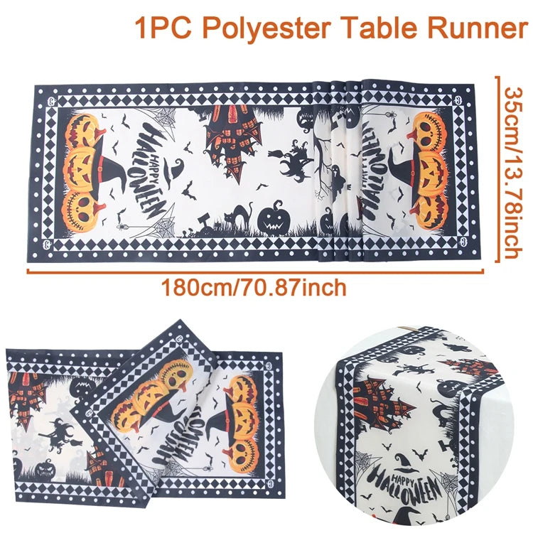 Halloween Table Runner Halloween Party Decoration Kids Favors Spooky Pumpkin Ghost Table Runner Trick or Treat Party Supplies