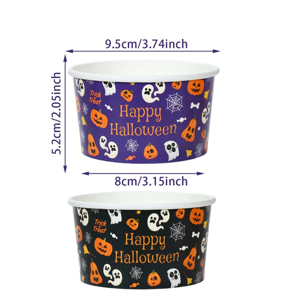 Halloween Party Disposable Tableware Paper Bowl Snack Box Ice Cream Cup Pumpkin Bowl Happy Halloween Party Decor Supplies