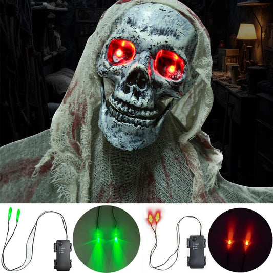 Ojos LED brillantes de Halloween con temporizador, ojos luminosos DIY para esqueletos, calabazas, máscaras, lápidas, decoraciones de terror para interiores y exteriores