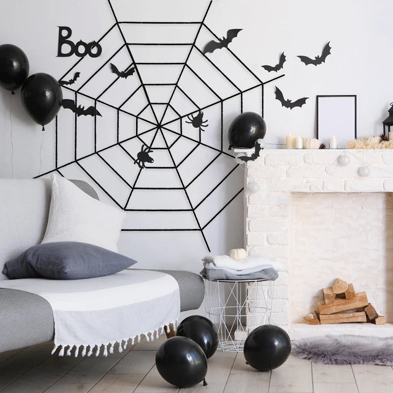 Halloween Spider Web Plush Simulation Decoration