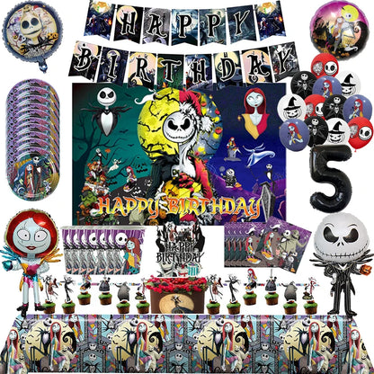 Halloween The Nightmare Before Christmas Birthday Party Decoration Balloon Banner Tableware Cake Topper Party Supplies