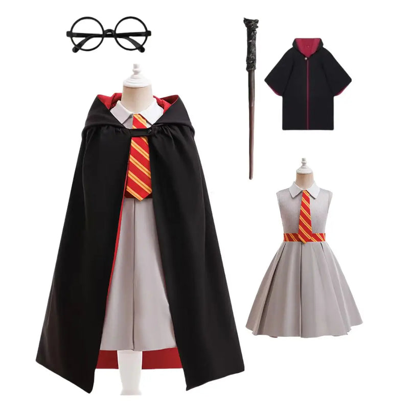 Magic School Costume - girls striped top and cape set