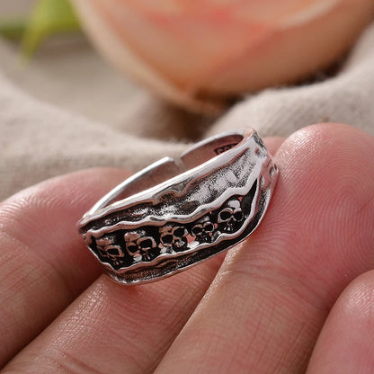 Original Jewelry Horrible 5 Skull Design Thai Silver Men Finger Ring Halloween Gifts Cheap