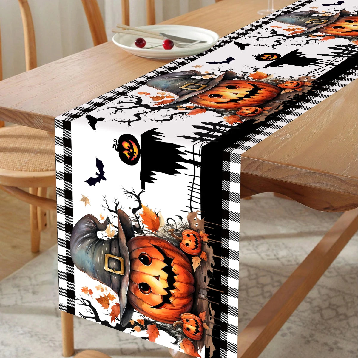Halloween Table Runner Halloween Party Decoration Kids Favors Spooky Pumpkin Ghost Table Runner Trick or Treat Party Supplies