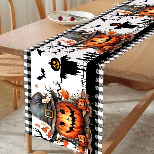 Camino de mesa de Halloween Decoración de fiesta de Halloween Regalos para niños Camino de mesa de calabaza y fantasma espeluznante Suministros para fiesta de truco o trato
