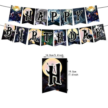 Halloween The Nightmare Before Christmas Birthday Party Decoration Balloon Banner Tableware Cake Topper Party Supplies